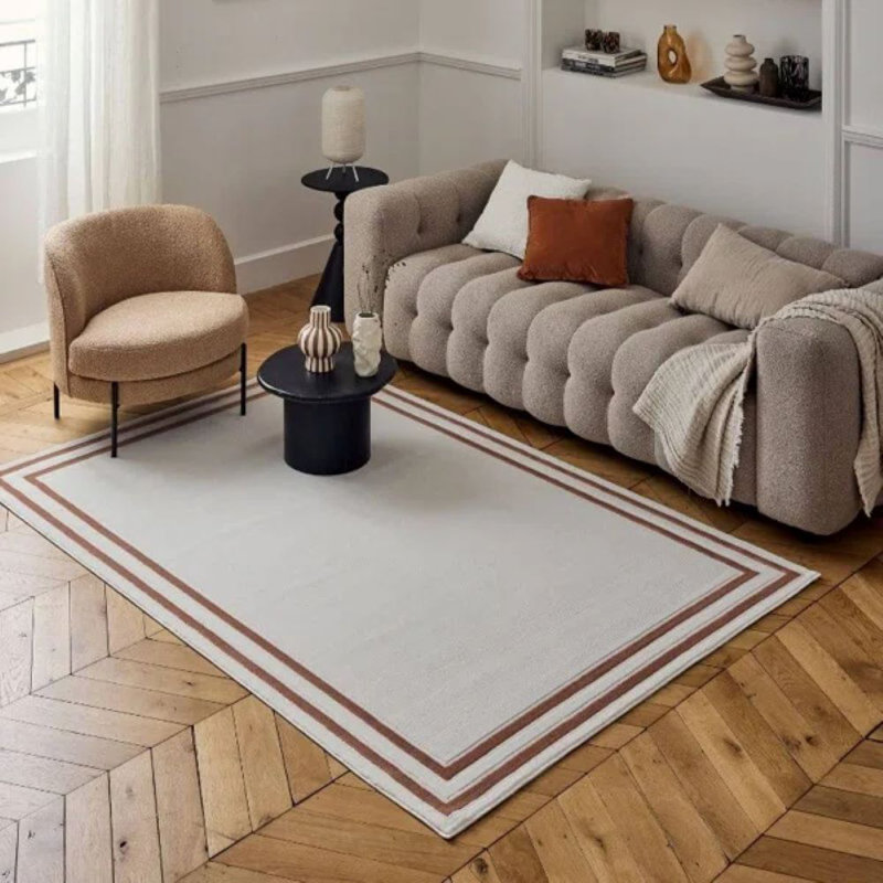 Carmel Modern Bordered Cream/Terra Area Rug, Runner 80 x 300 cm