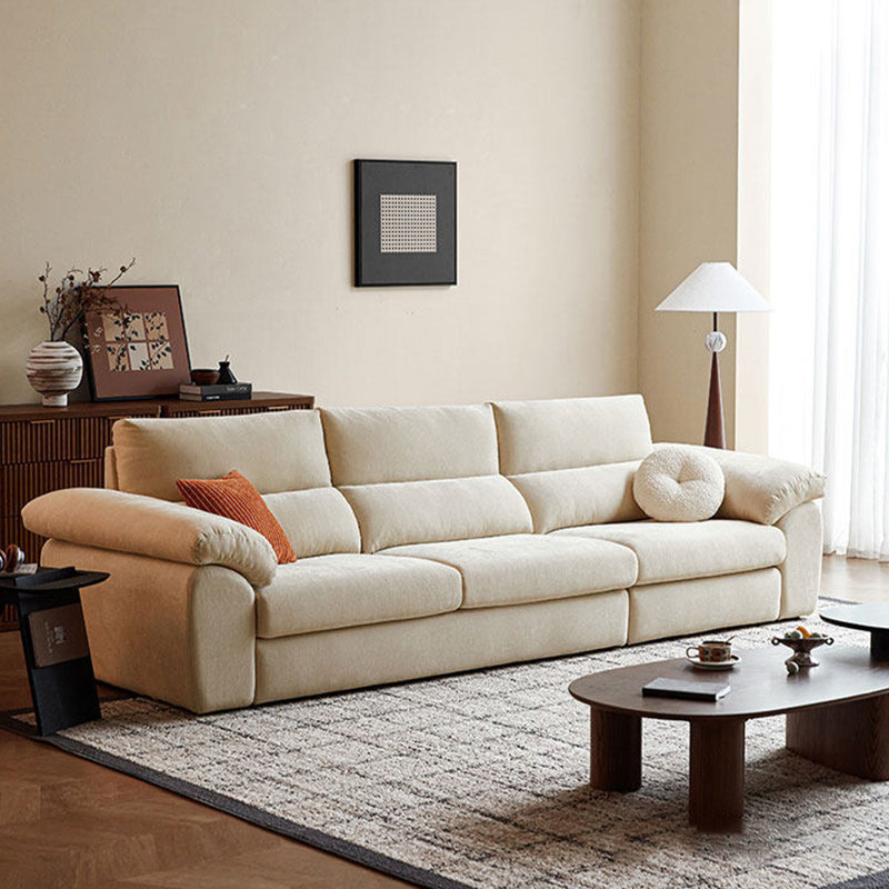 Coussin de canapé modulaire en lin et coton beige Fourseat, Beige, H 36,22 po x l 110,24 po x P 40,55 po