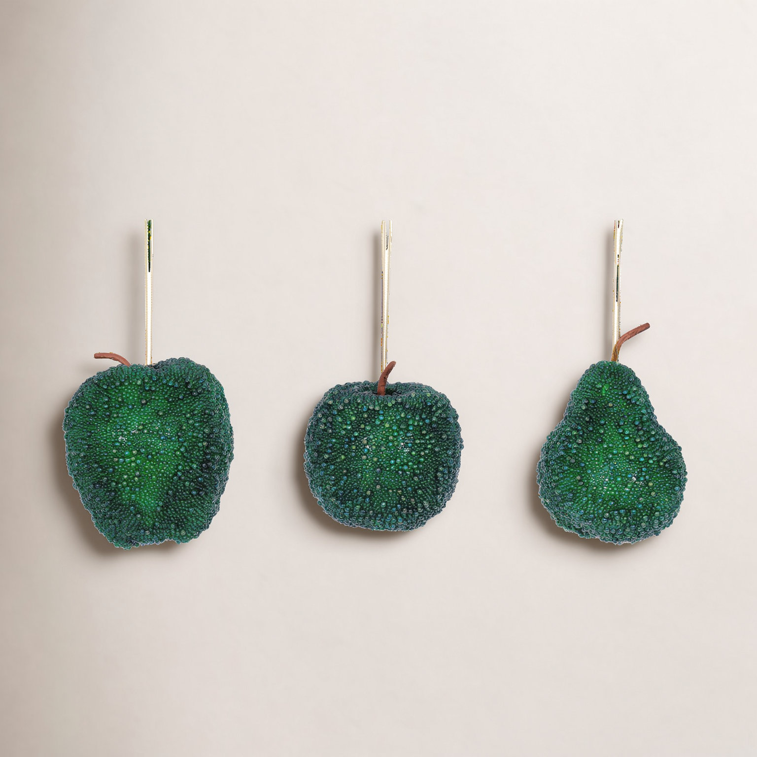 5" Bauble, Green Beaded