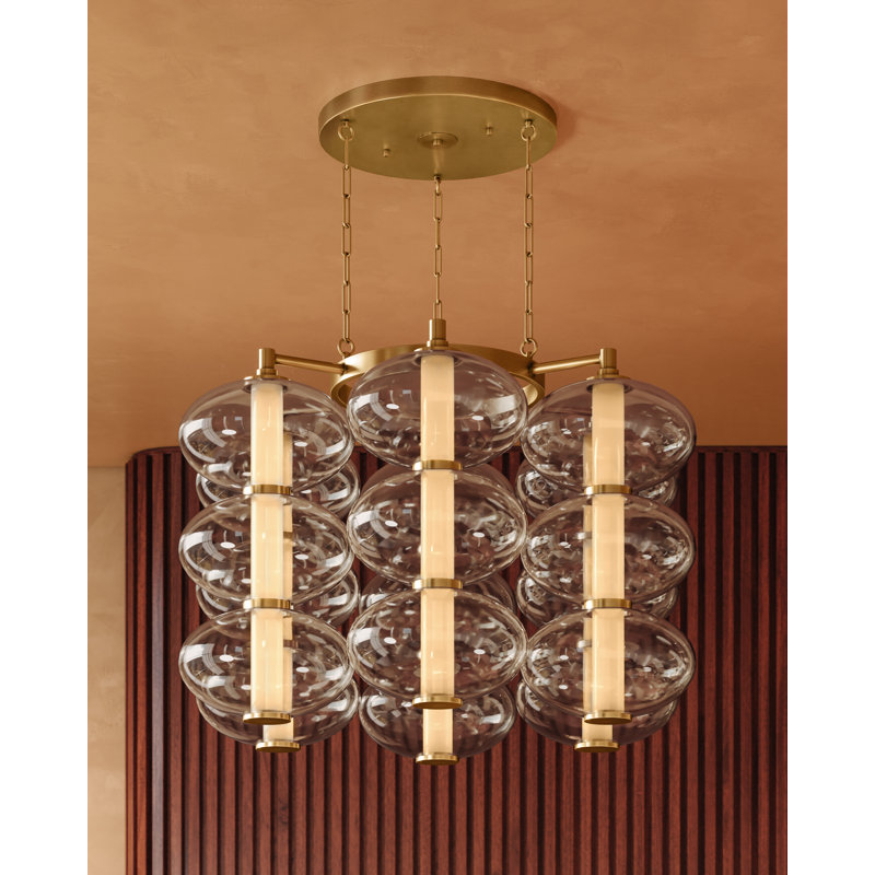 Toulouse Optic Glass Chandelier, 29"H x 42"W x 42"D