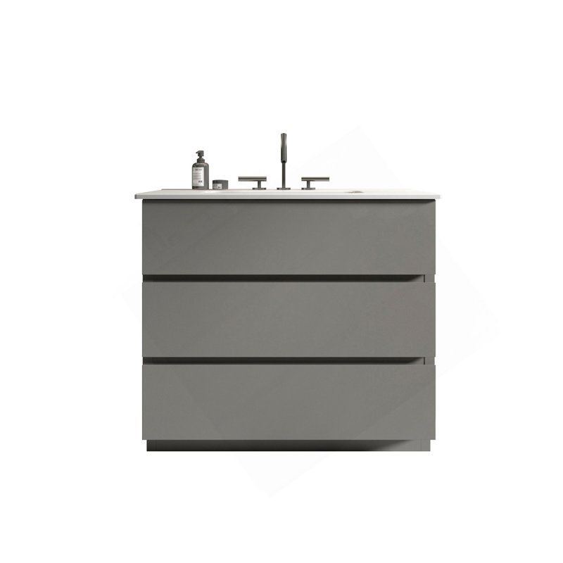 Sink With 3 Faucet Holes, Large Storage Freestanding Bathroom Vanity For Modern Bathroom, One-Piece White Sink Basin Without Drain And Faucet, Pre-Assembled