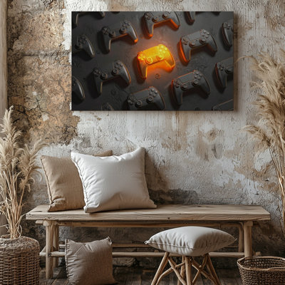 Wall Art Canvas Standout Controller Glowing Gamer Identity In A World Of Ready To Hang Gallery Wrapped Home Decor Premium Quality Decor