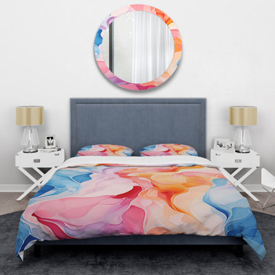 Colorful Fluid Abstract Liquid Ink I - Abstract Liquid Ink Duvet Cover Set