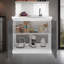 Lavabo autoportant à double porte Salento, blanc / chêne fumé-130373544