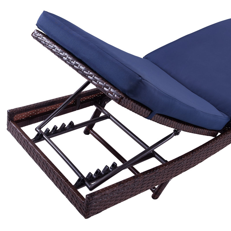 Chaise longue inclinable avec coussin Prudence, Marine