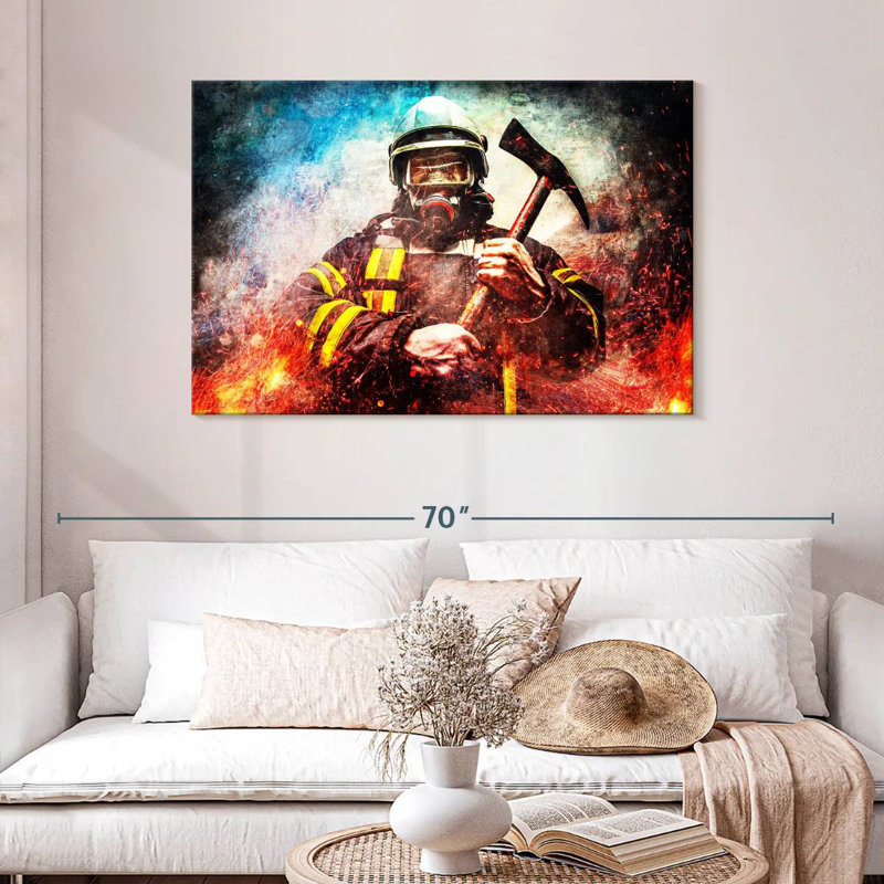 Lelar Masked Firefighter, 30" H x 45" W