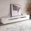 White Modern TV Stand with LED Light Panel, 240cm Wide