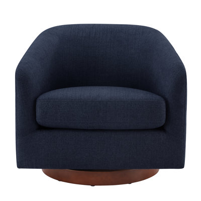 Bennett Upholstered Swivel Barrel Chair With Ottoman
