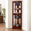 Vitrine lumineuse - présentoir de collection en verre trempé à finition cerisier à miroir