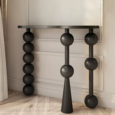 Black Solid Wood Console Table