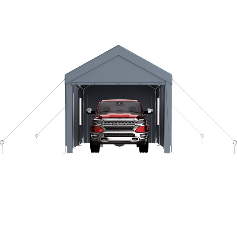 Abri d'auto 10 pi x 20 pi avec construction et 2 portes, 4 fenêtres d'aération, gris à des fins diverses, abri de construction 10 pi x 20 pi, rangement extérieur
