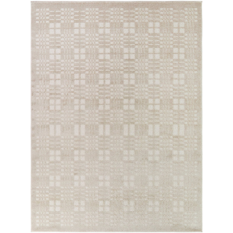 Weekes Beige Contemporary Plaid Area Rug, 7'10" x 10'