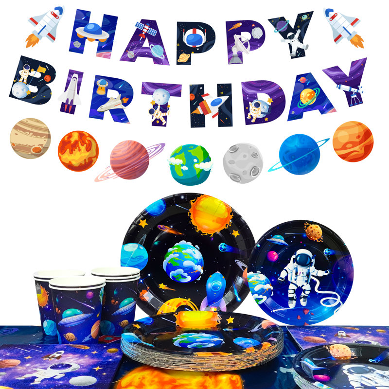 Vaisselle thème de l'espace, articles de fête d'anniversaire
