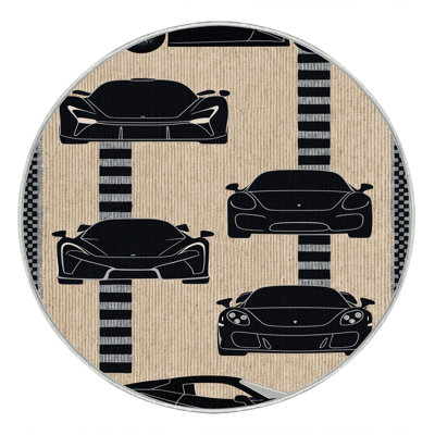 Machine Washable Transportation Beige Area Rug