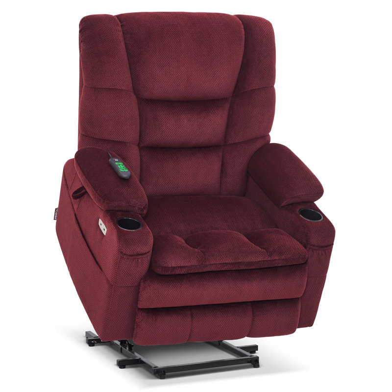 27.2" Extra Wide Dual Motor Power Recliner Lift Chair with Massage and Dual Heating, Infinite Position, Fabric, Red