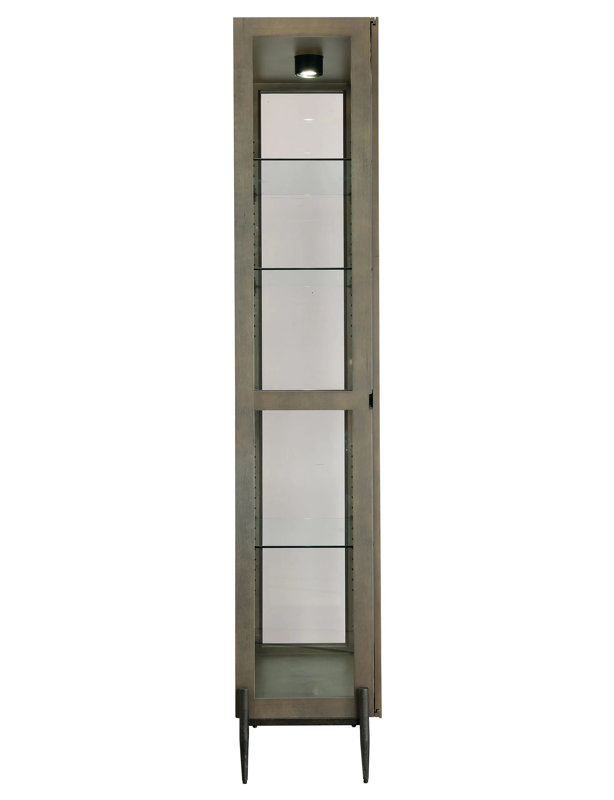Smoke Grey Lighted Curio Cabinet with Glass Shelves