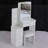 Maestri Small Space Left Bedside Cabinet Vanity Table + Cushioned Stool, Extra Large Right sliding mirror-1063024434