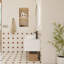 Meuble-lavabo flottant avec lavabo vasque rond blanc brillant, meuble-lavabo mural avec tablette ouverte, finition blanche avec comptoir durable, conception moderne peu encombrante (livré dans 2 boîtes)-695067784