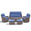Ensemble de conversation de patio en osier 6 pièces avec chaises pivotantes et table basse-1195510714-1195510715