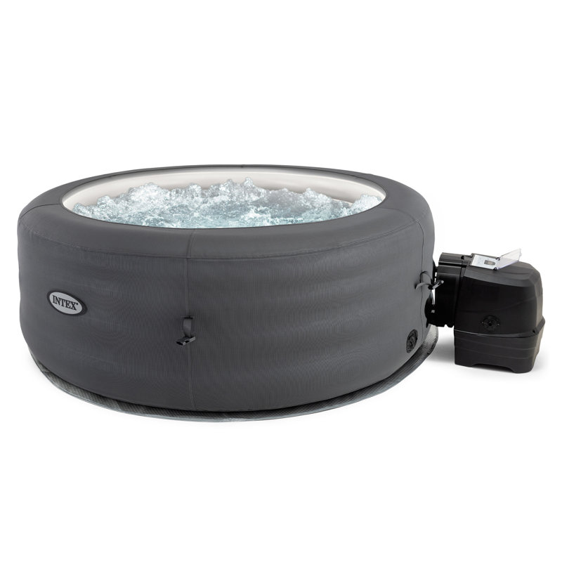 Intex 120 Volt 4 Person 100 - Jet Vinyl Round Inflatable Hot Tub in Gray