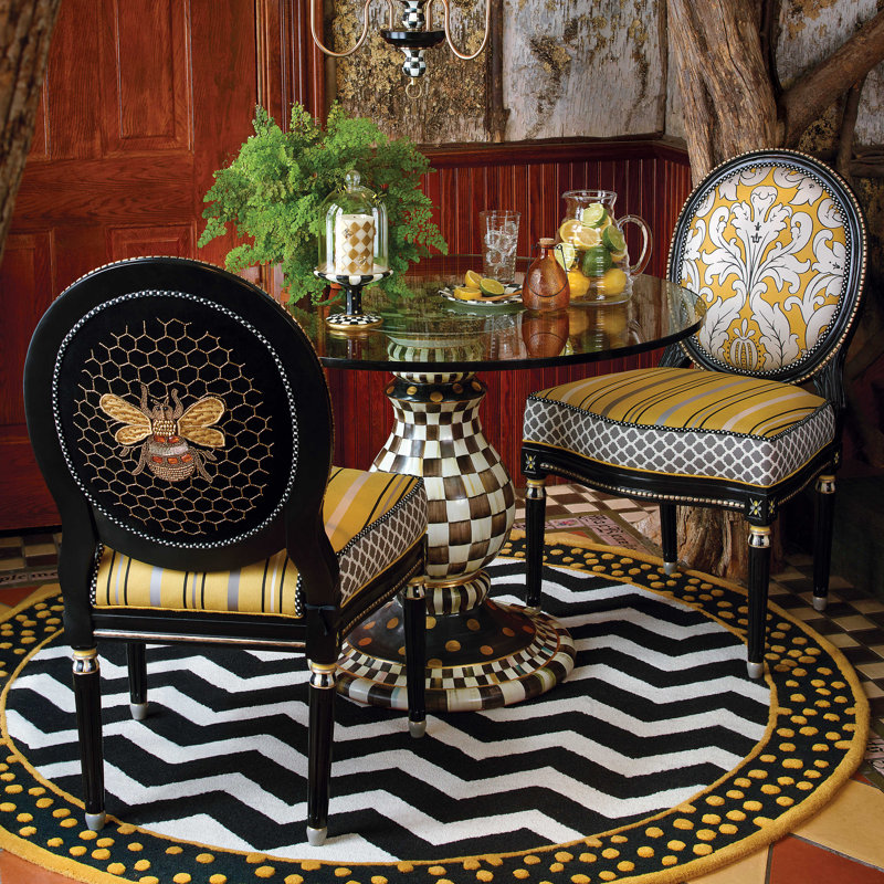 Handcrafted Black and White Ceramic Pedestal Table Base with Goldleaf