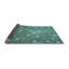 Tapis bleu sarcelle géométrique en laine-2082366492