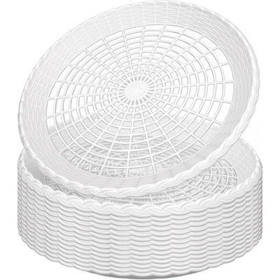 15-Piece Reusable White Plastic Paper Plate Holders