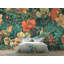 Papier peint floral orange sarcelle-364124706