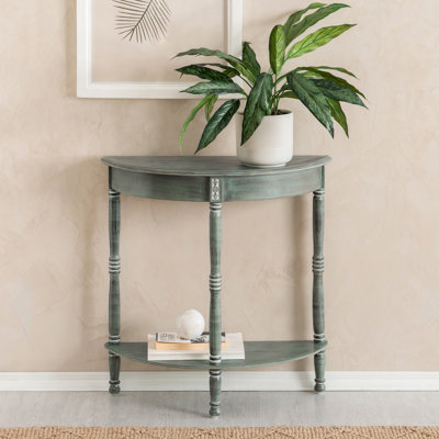 JFY Wooden Half Round Console Table with Open Shelf Storage - Entryway Table, Sofa Table, Display Table for Hallway, Bedroom, Living Room