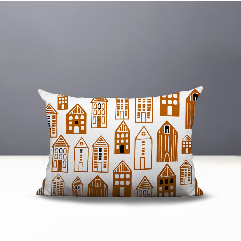 Oreiller rectangulaire réversible intérieur / extérieur Kirk Skandi Street, Orange, Rectangle H 14 po x l 20 po