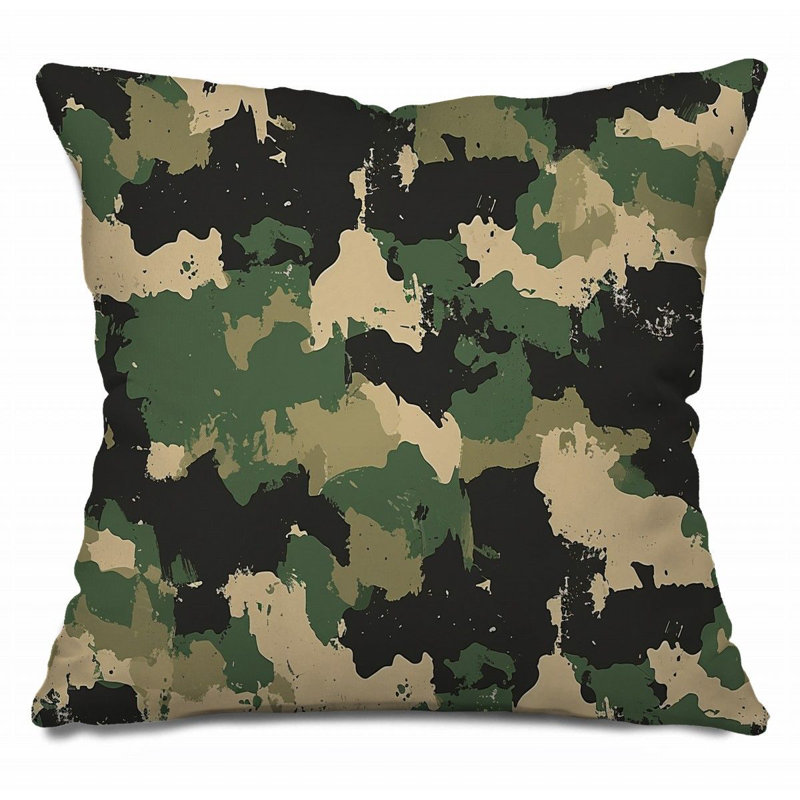 Coussin camouflage, sergé de coton militaire, H 26 po x l 26 po