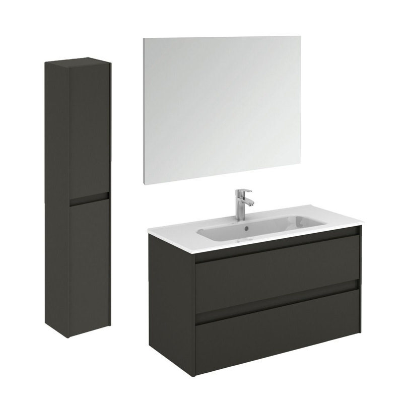 Ambra 39.6'' W Single Vanity, Glossy Anthracite