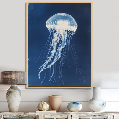 Jellyfish in Prussian Blue II - Marine Framed Wall Art