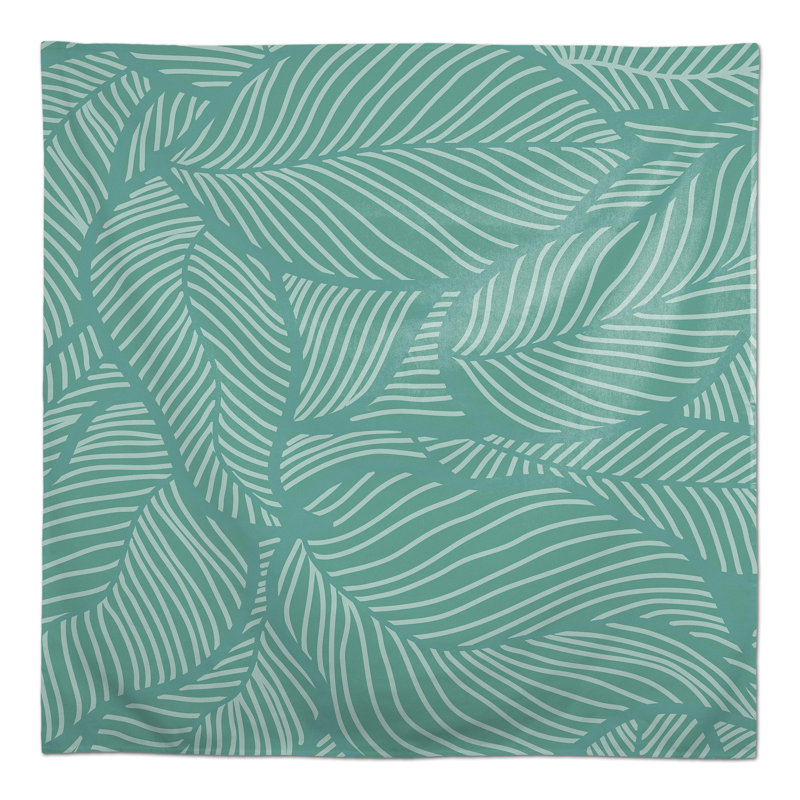 Dense Leaves Gray 4 Tablecloth, Teal