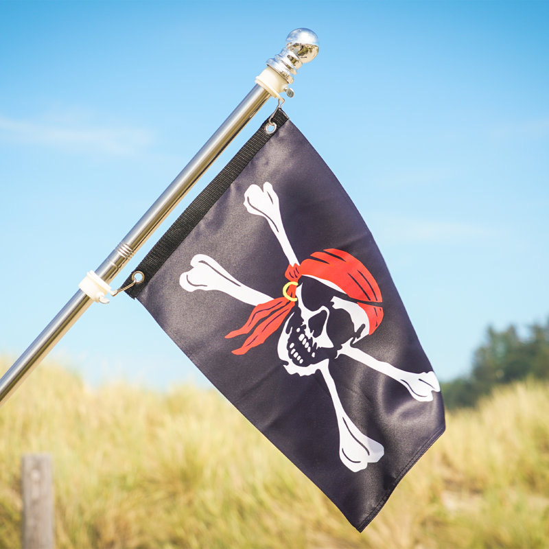 Drapeau Jolly Roger Luster 12 x 18, Noir / Rouge / Blanc