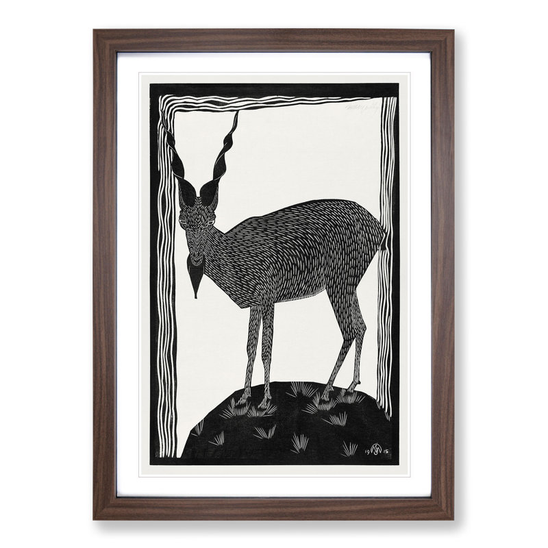 Markhor Goat Vol.1 by Samuel De Mesquita - Picture Frame Painting, 36cm H x 27cm W x 2cm D, Walnut Framed