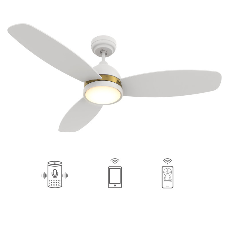48"  3 - Blade LED Smart Standard Ceiling Fan with Remote Control and Light Kit Included.