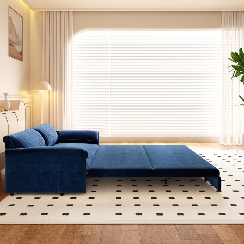 Canapé-lit polyvalent 3-en-1 avec rangement latéral pour divers espaces, Blue