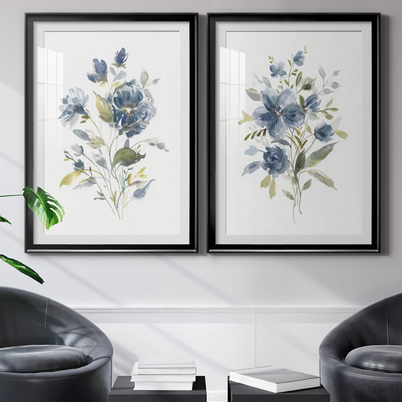 Linen Botanical I - ensemble de 2 reproductions, Black Paper, Blanc, H 73 po x l 26,5 po x P 1,5 po