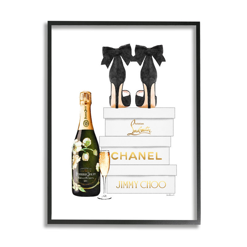 Art texturé sur toile Giclée encadrée par Champagne, Toile avec cadre blanc, H 14 po x l 11 po x P 1,5 po