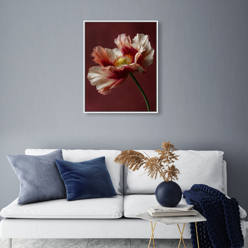 Merlot Blush Blossom I Print by Oliver Gal, 21"H x 25"W, White Floater Frame