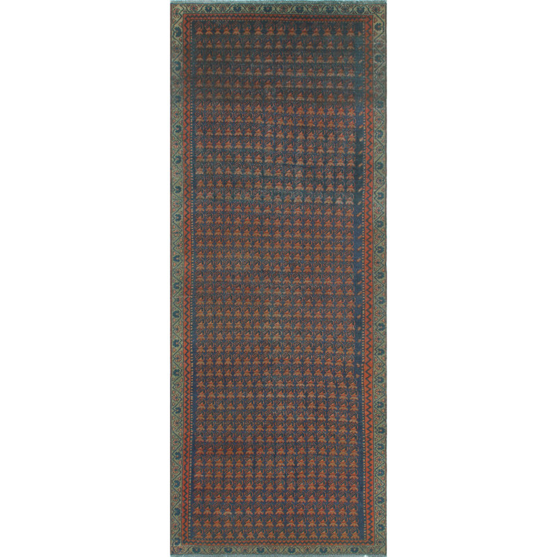 One-of-a-Kind 3'5" X 9'5" 1980s Runner Wool Area Rug in