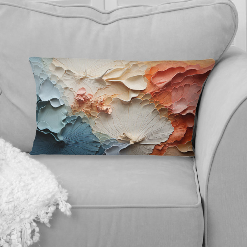 Coussin beige et orange Custards Collage II - imprimé abstrait
