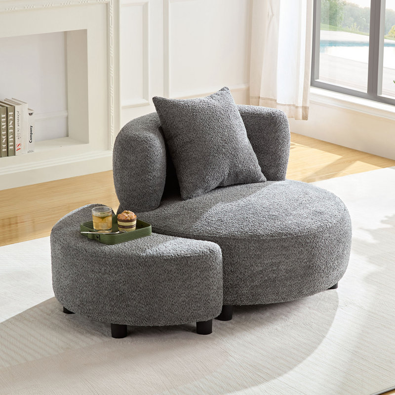 Comfortable Modern Chair With Ottoman And Side Table