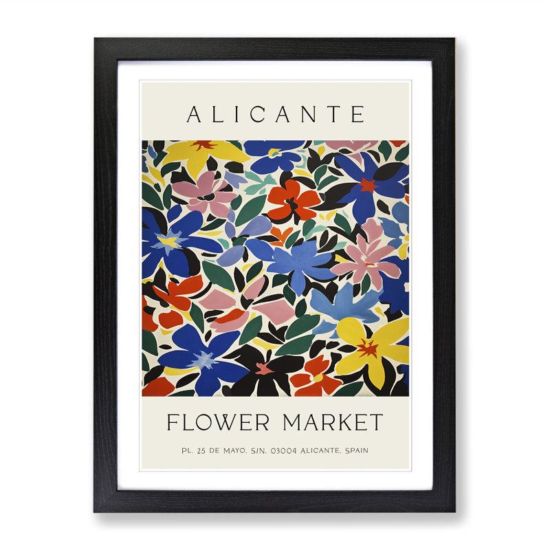 Alicante Flower Market Exhibition No.1 - Single Picture Frame Print on Wood, 64cm H x 46cm W x 2cm D