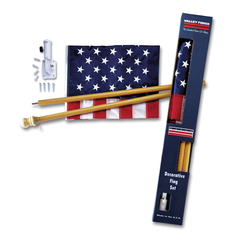 Valley Forge 2-1/2' x 4' Nylon American Flag Kit with Wooden Pole