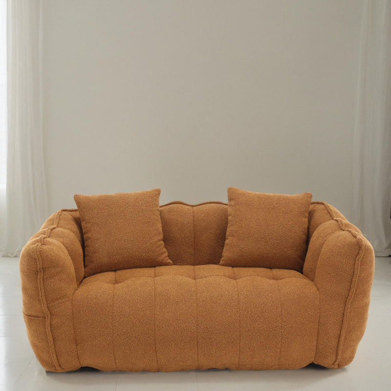 66" Modern Style Upholstered Sofa, Yellow