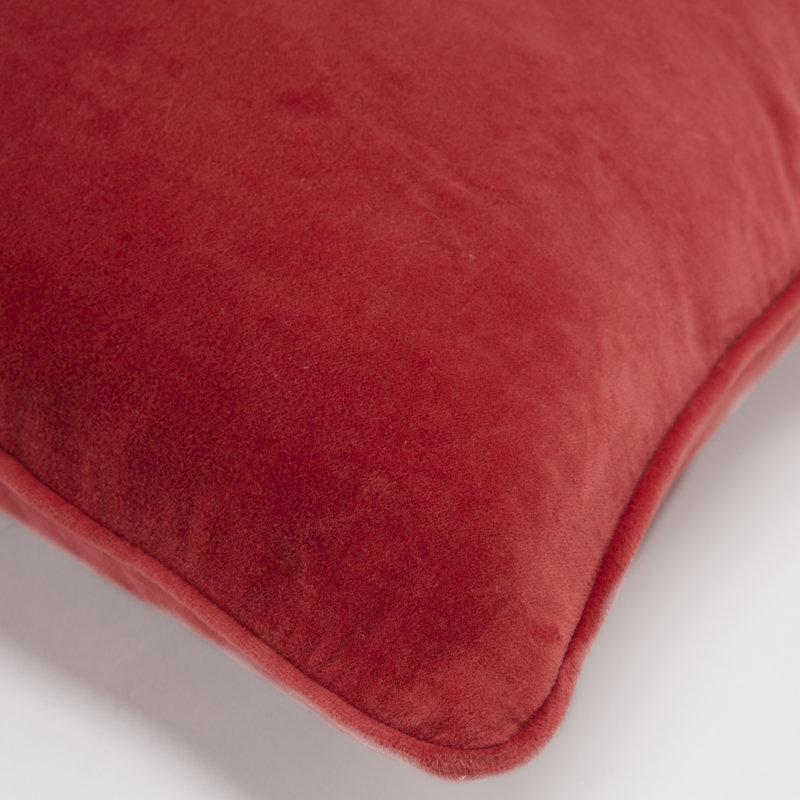 Medium Ruby Cotton Velvet Square Throw Pillow