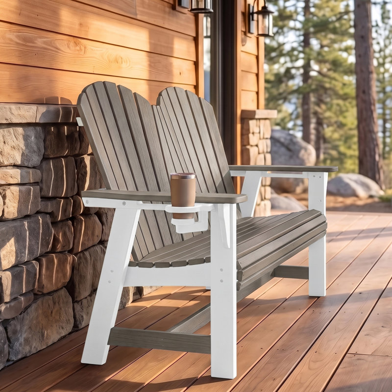 Banc Adirondack de 52 po, blanc, Gray/White