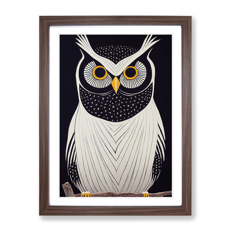 The Unusual Owl - Framed Print, Walnut, 46cm H x 34cm W x 2cm D